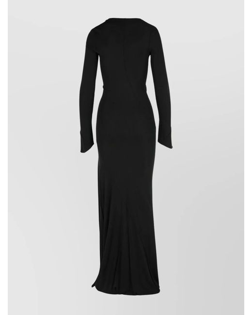 The Attico Black Viscose Maxi Dress