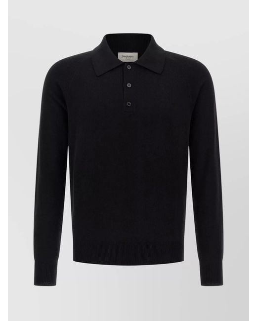 Saint Laurent Blue Wool Polo Shirt for men