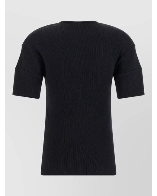 Lemaire Black Fine-Knit Fitted Henley Top