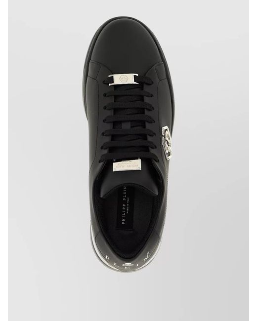 Philipp Plein Black Leather Low-Top Sneakers for men