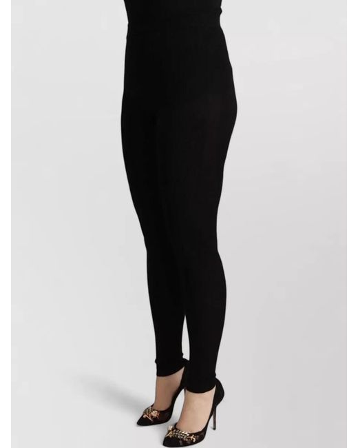 Dolce & Gabbana Black Cashmere Ribbed Slim-Fit Leggings
