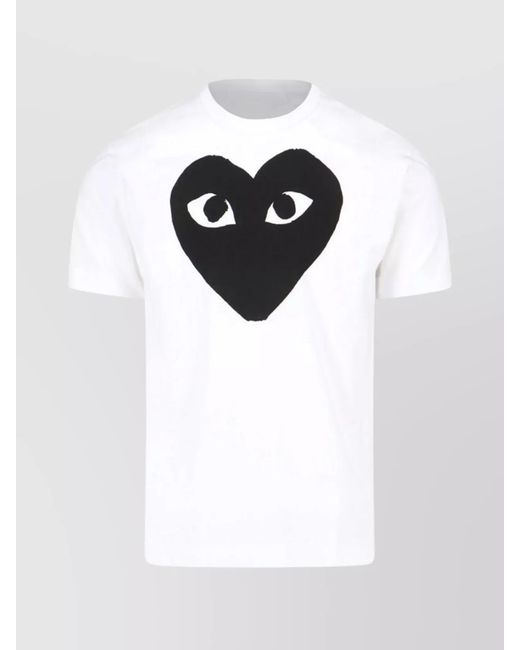 COMME DES GARÇONS PLAY White Graphic Print Crew Neck Short Sleeve Top