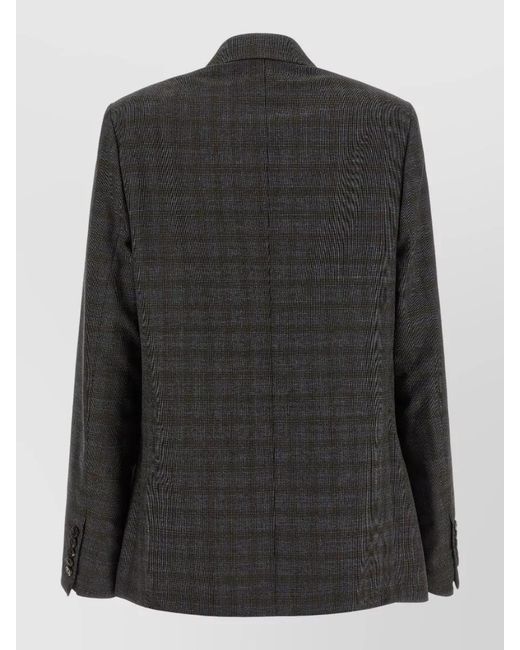 Dries Van Noten Black Wool Double-Breasted Checked Blazer