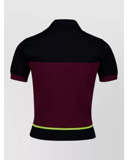 Casablanca Red Polo Shirt Color Block Ribbed Collar