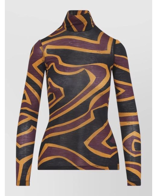 Emilio Pucci Black Printed Turtleneck Long-Sleeve Top