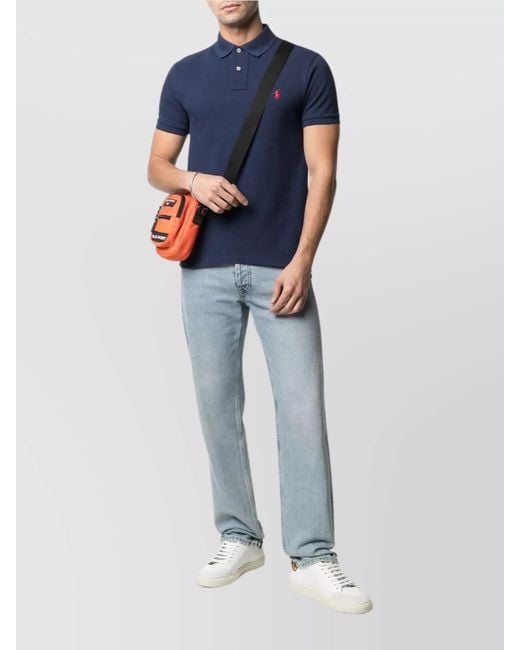 Ralph Lauren Blue Logo Polo Shirt With Collar for men