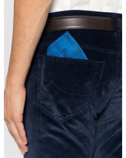 Jacob Cohen Blue Mid Rise Regular Fit Corduroy Jeans for men