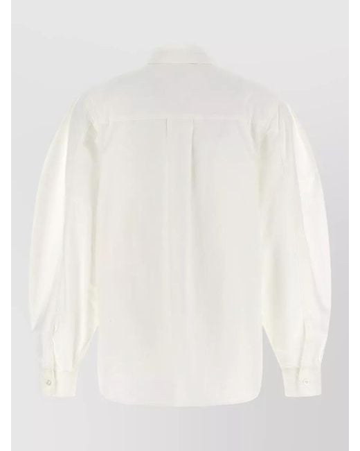 ROTATE BIRGER CHRISTENSEN White Shirt Featuring 3D Floral Accents Design