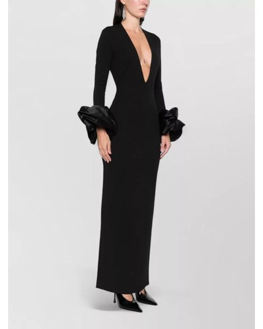 Solace London Black Valerie Maxi Dress Deep V Neckline