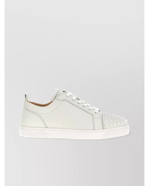 Christian Louboutin Natural Calf Leather Spike-Embellished Low-Top Sneakers for men