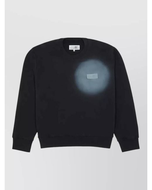 MM6 by Maison Margiela Blue Crew Neck Graphic Print Long Sleeve Sweatshirt for men