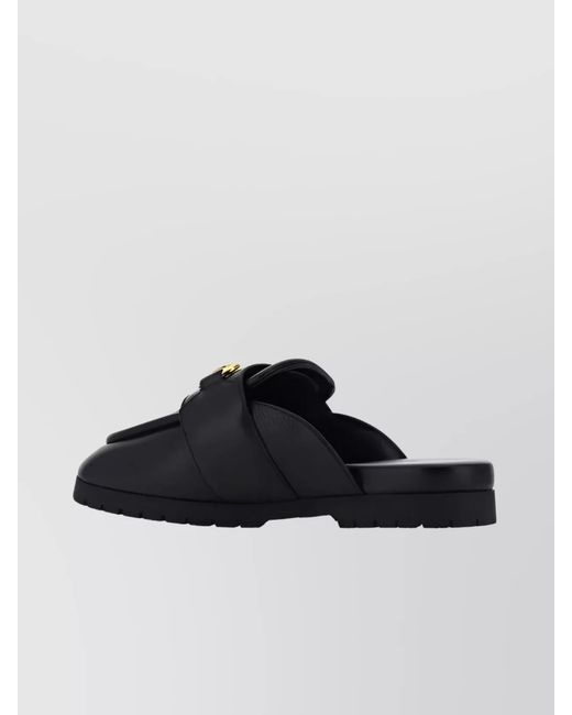Gucci Black Leather Square-Toe Mules for men