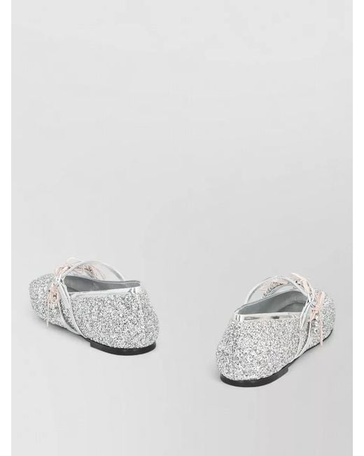 Jimmy Choo White Loli Ballet Flats Fabric Crystals Bow
