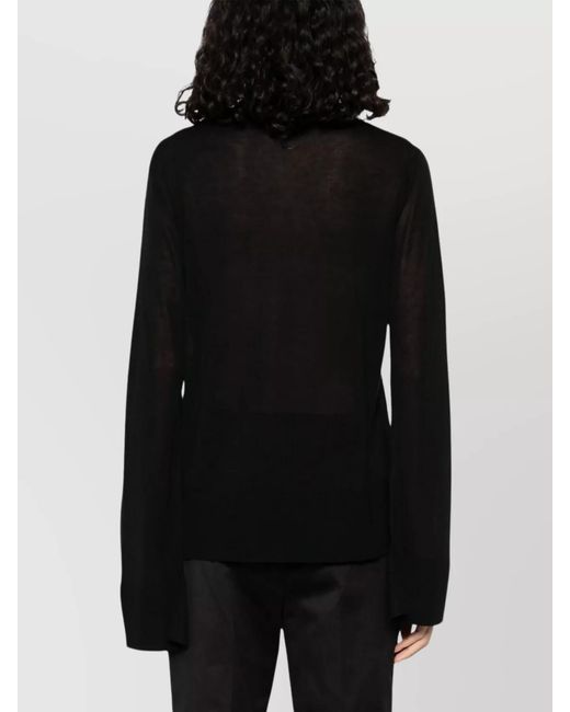 Totême Black High Neck Slit Sleeve Knitwear