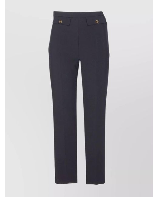 Elisabetta Franchi Blue Straight-Leg Tailored Trousers