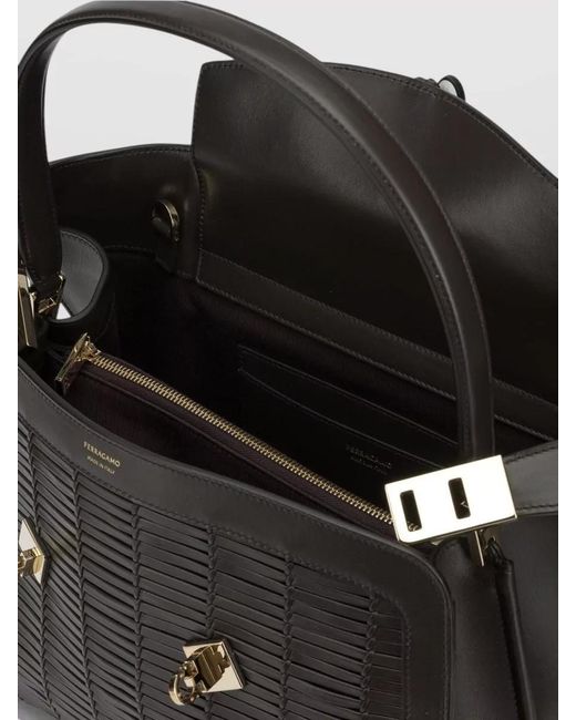 Ferragamo Black Medium Soft Bag Leather Shoulder Bag
