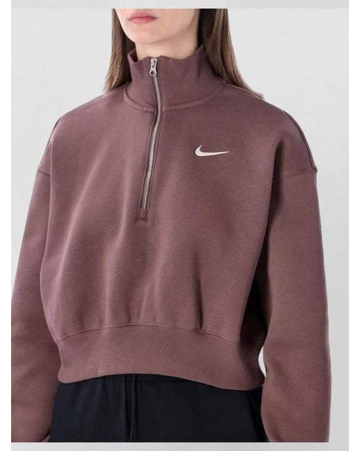 Nike Purple Phoenix Fleece Quarter Zip Cropped Sweatshirt