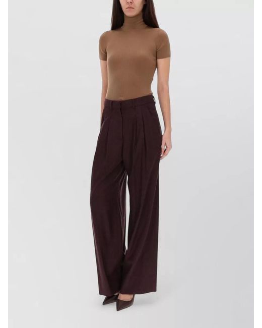 PT Torino Red Cashmere Wide-Leg Trousers