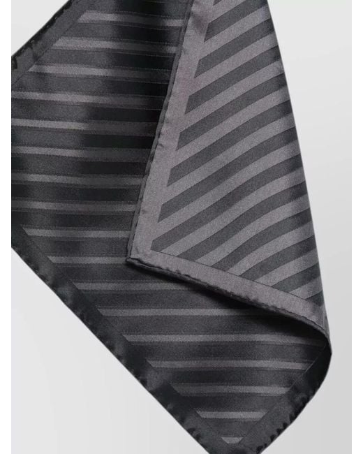Brunello Cucinelli Gray Square Satin Pocket Scarf Diagonal Stripes for men