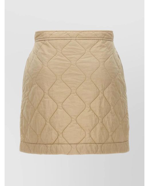 Burberry Natural Quilted High-Waisted Skirt