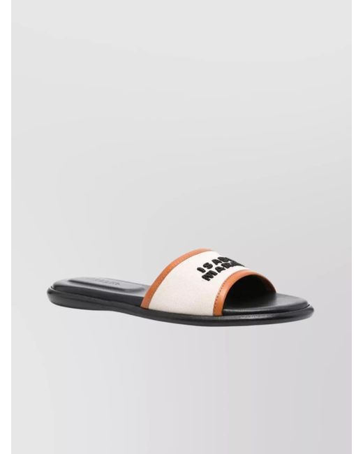 Isabel Marant Red Leather Trim Logo Flat Sandals