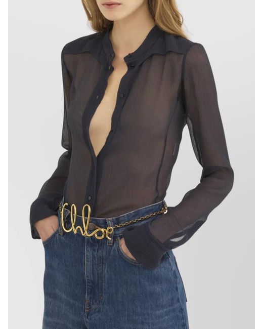 Chloé Black Silk Slim-Fit Shirt