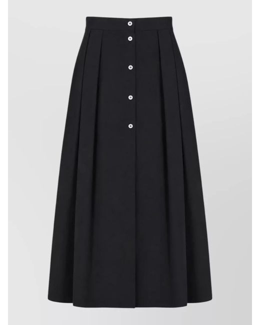 LA ROSE Black High Waist Skirt Button Detail Pleats