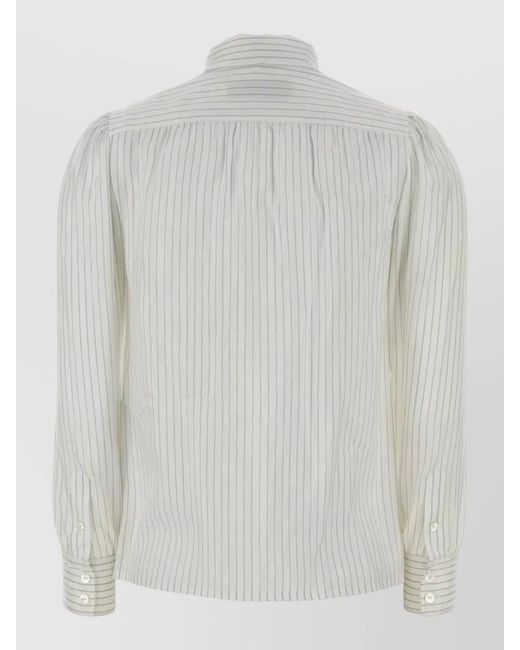 Gucci White Silk Shirt Puff Sleeves Striped Design for men