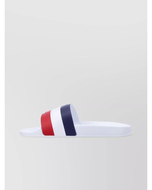Moncler White Leather Slides for men