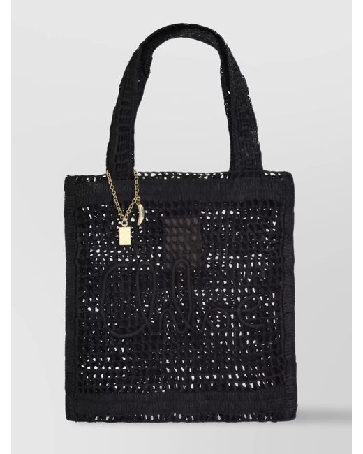Chloé Black Sense Raffia Tote Bag
