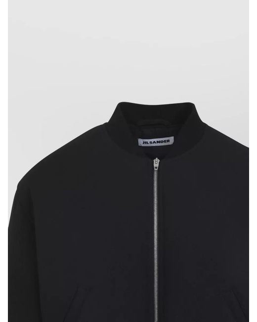 Jil Sander Black Cropped Wool Blend Bomber Jacket for men