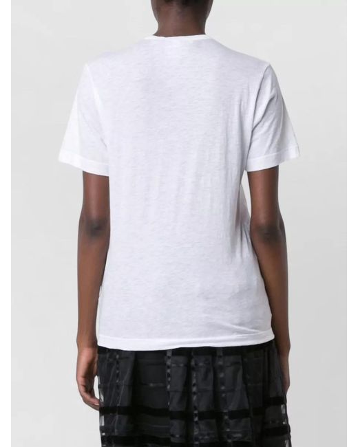 Comme des Garçons White Cotton T Shirt Ribbon Detail Round Neck