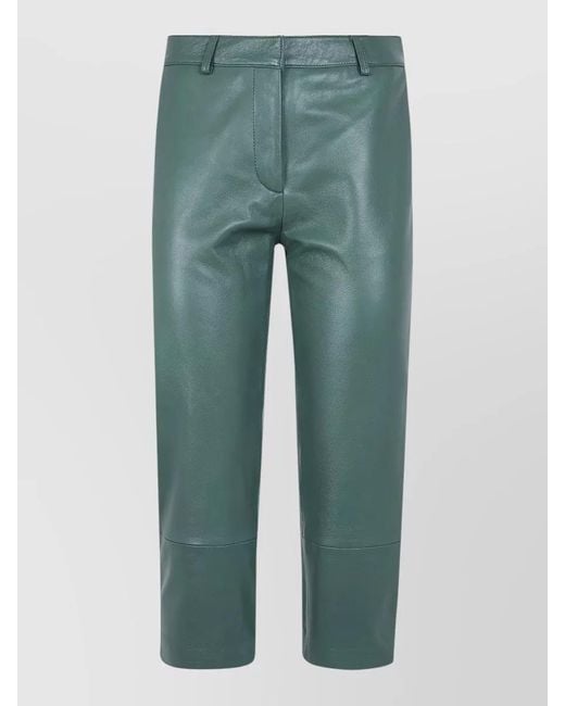 Frankie Shop Green Lior Leather Capri Pants Pocket Detail