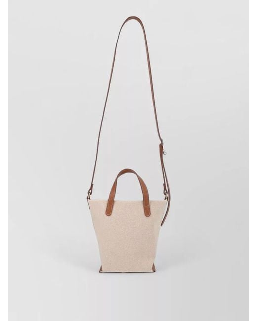 Longchamp White Canvas Shoulder Bag