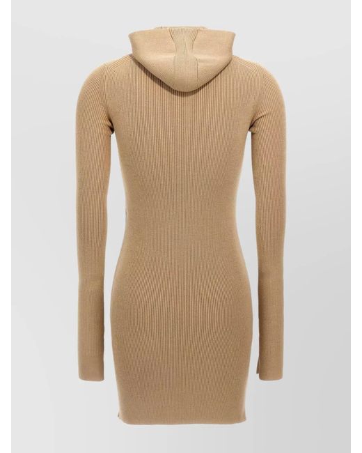 Fendi Natural Ribbed Slim-Fit Mini Dress