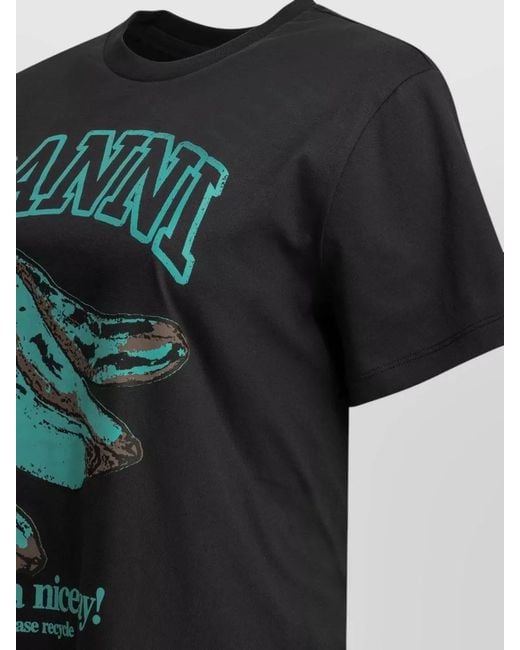 Ganni Green Banana Graphic Crew Neck Short Sleeve T Shirt