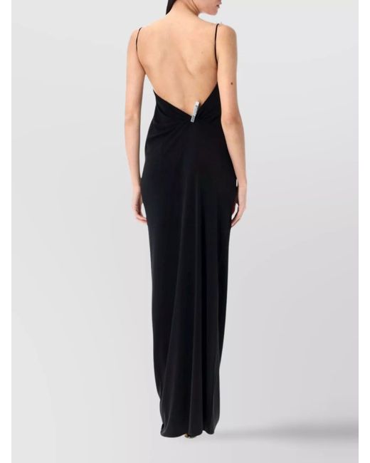 Coperni Black Draped Spaghetti Strap Maxi Dress
