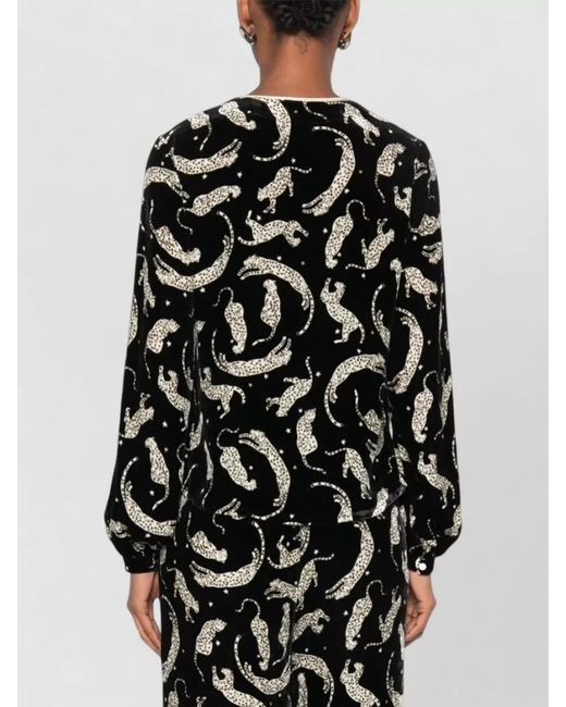 Forte_forte Black Velvet Printed Blouse