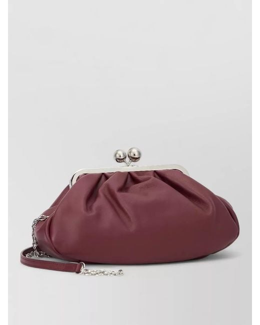 Weekend by Maxmara Purple Clutch Bag Metal Frame Chain Shoulder Strap