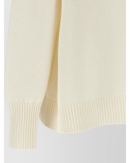 Fabiana Filippi Natural Sweater Featuring Pin And Ribbed Turtleneck