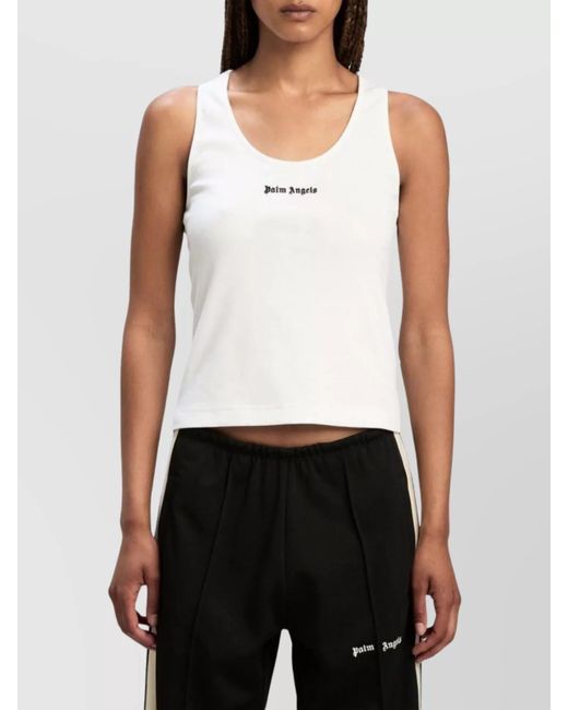 Palm Angels Natural Ribbed Sleeveless Racerback Tank Top
