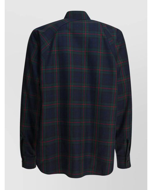 McQueen Blue Embroidered Tartan Shirt for men