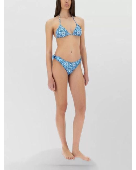 Mc2 Saint Barth Blue Moon Print Triangle Bikini Top And Bottom