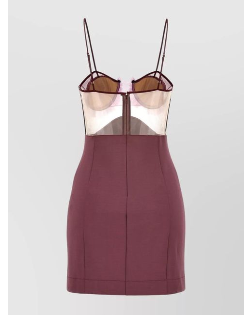 Nensi Dojaka Purple Asymmetric Cutout Mini Dress