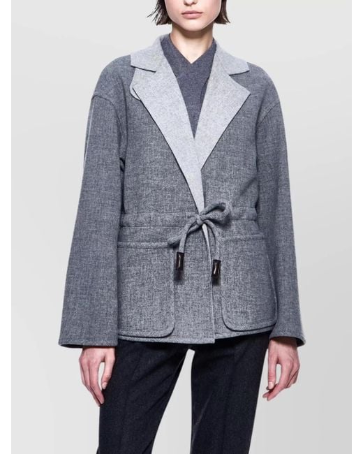 Giorgio Armani Gray Tailored Blazer Featuring Contrast Lapels