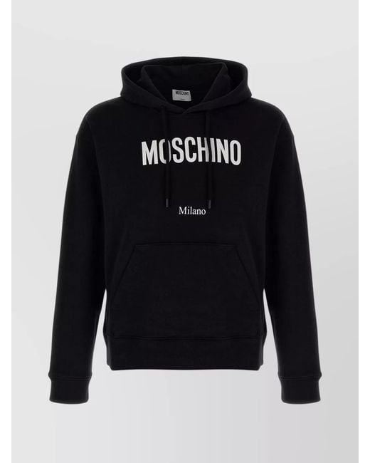 Moschino Blue Logo Print Hoodie for men
