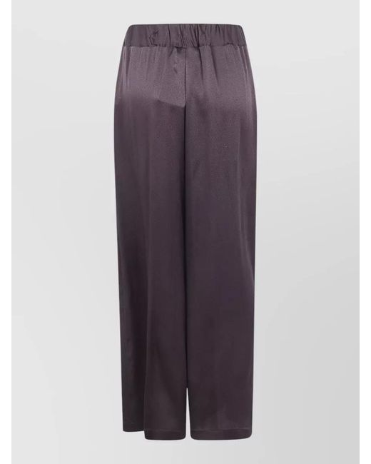 Semicouture Purple Silk Wide-Leg Trousers