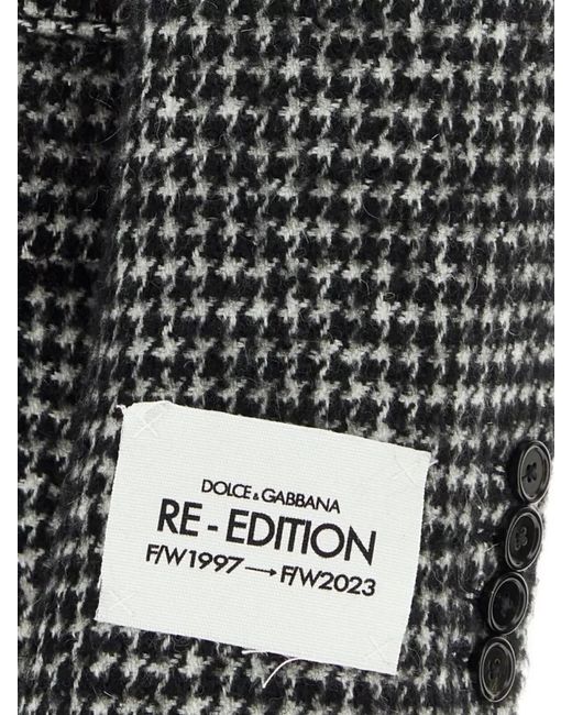 Dolce & Gabbana Gray Houndstooth Double Breasted Coat for men