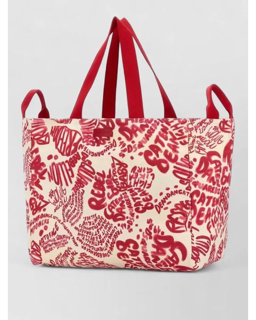 DSquared² Red D2 Canvas Tote Bag