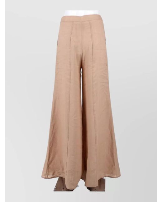 Semicouture Natural High Waist Kym Linen Wide Leg Pants